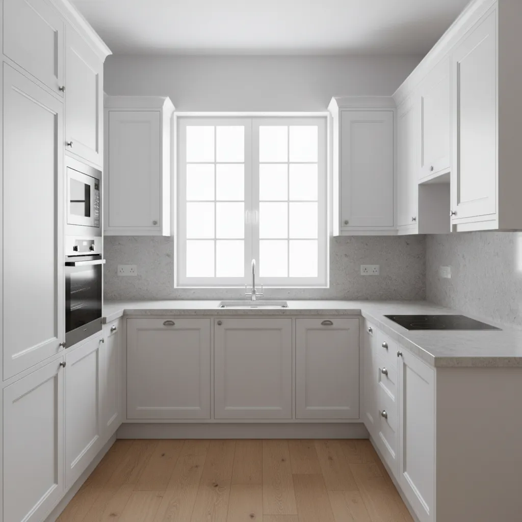 compact U shape kitchen layout maximizing storage in small space