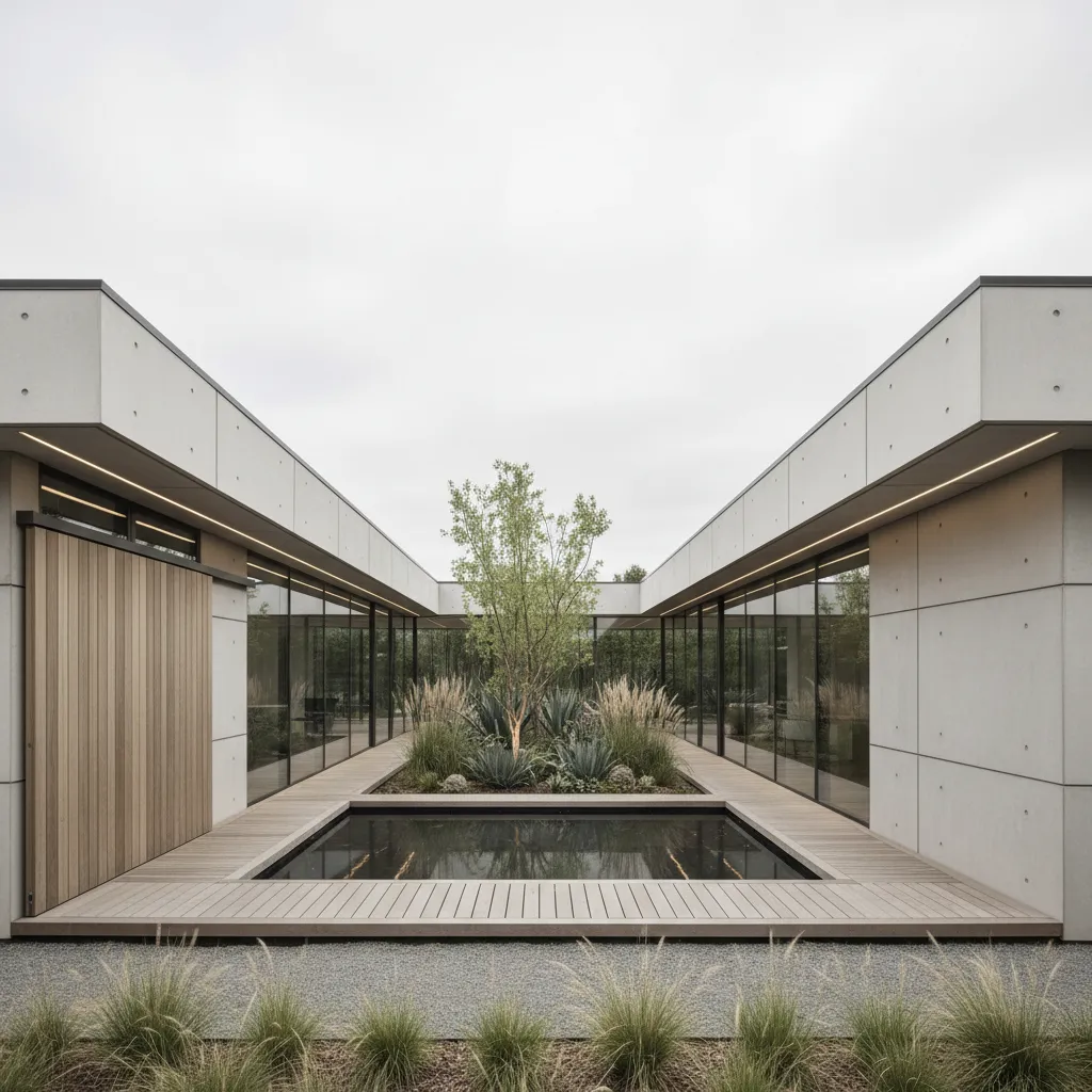 Single-Story U-Shape, Future-Ready: A one-level courtyard plan as a living interface for tomorrow’s rituals