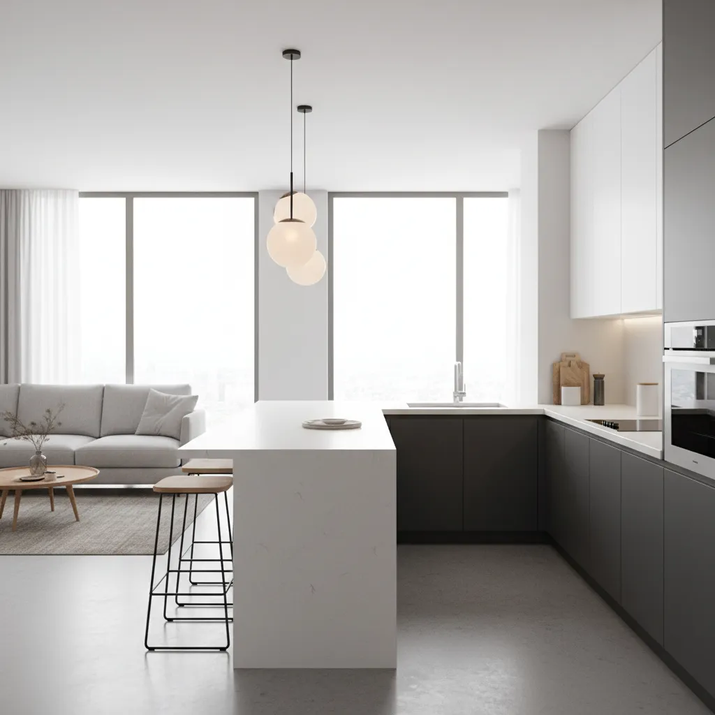 u shaped kitchen peninsula with breakfast bar and stools