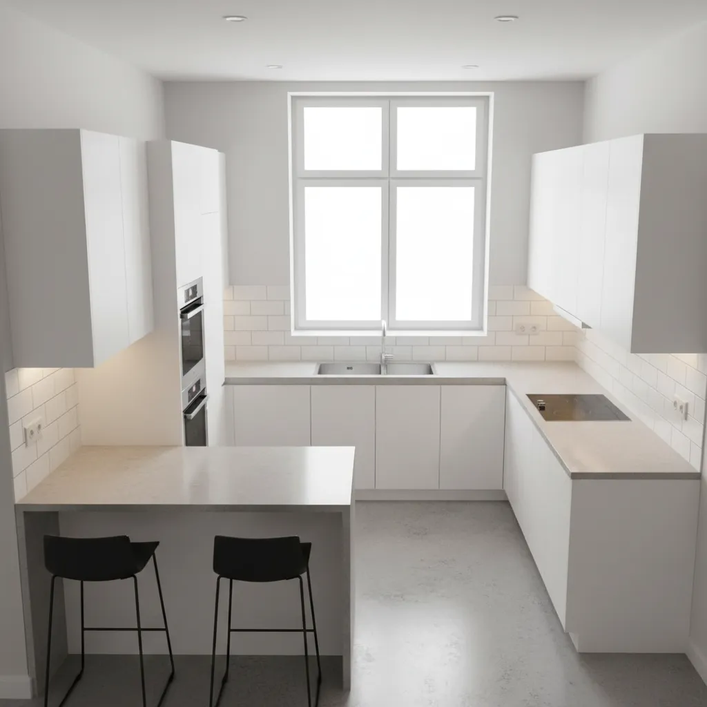 u-shaped kitchen layout maximizing storage in a small kitchen