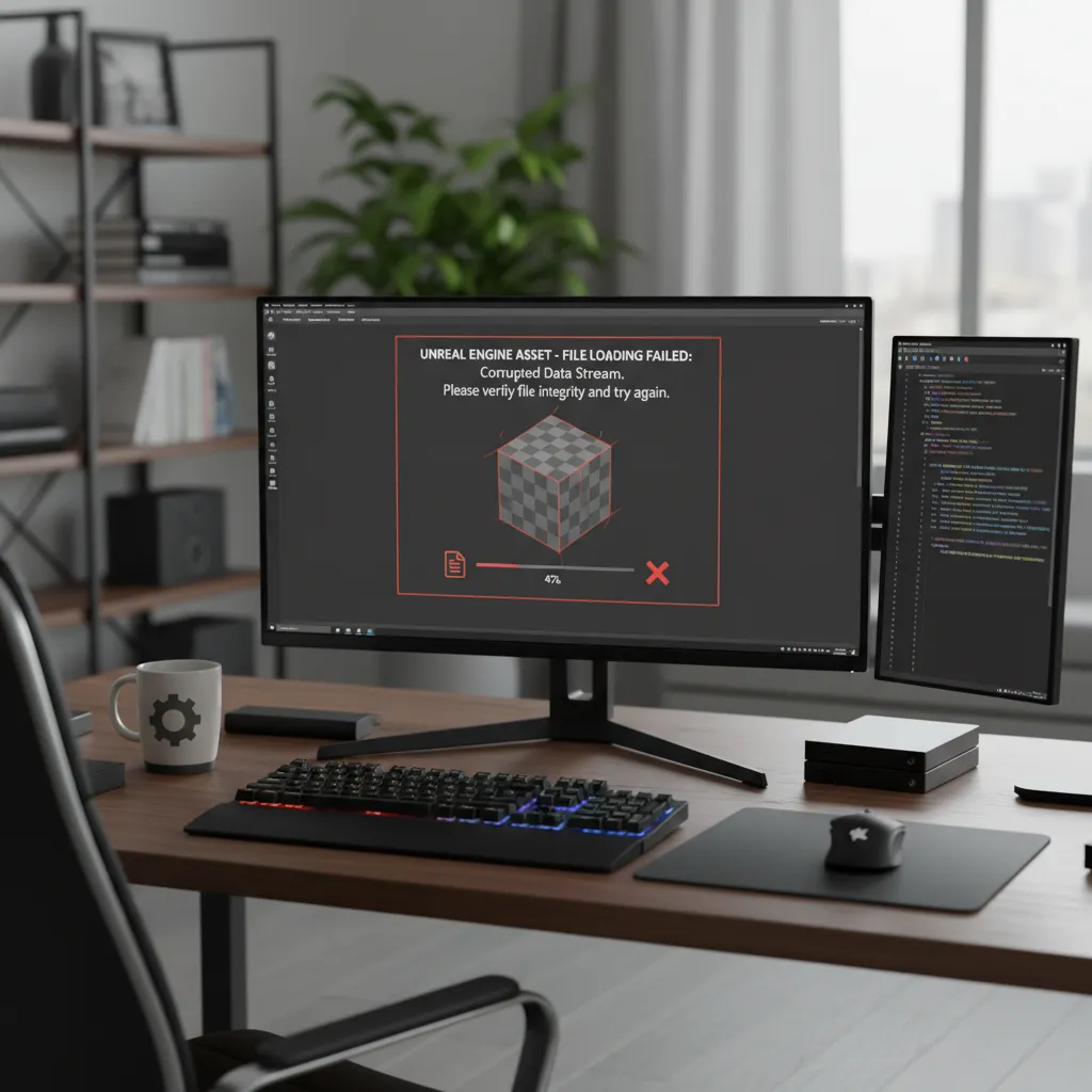 Computer screen showing Unreal asset viewer failing to load a UAsset file