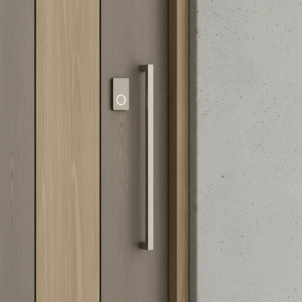 Ubicación correcta del timbre junto a la manilla de una puerta