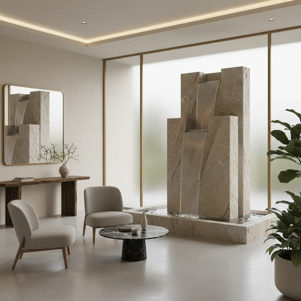 Fuente decorativa ubicada en el recibidor de una casa