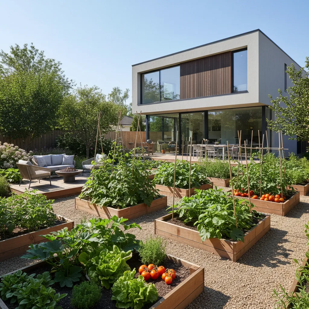 Huerto doméstico ubicado en zona soleada del jardín