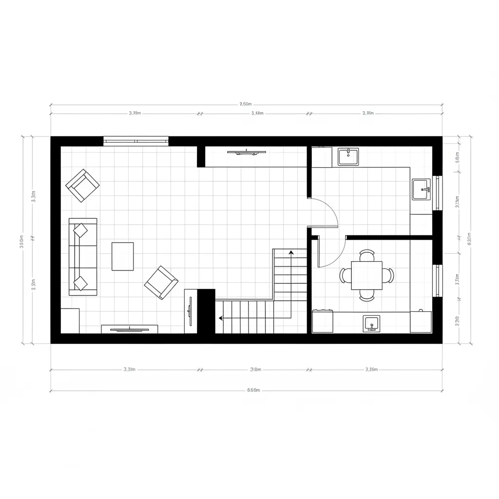 Example UK house floor plan with compact room layout