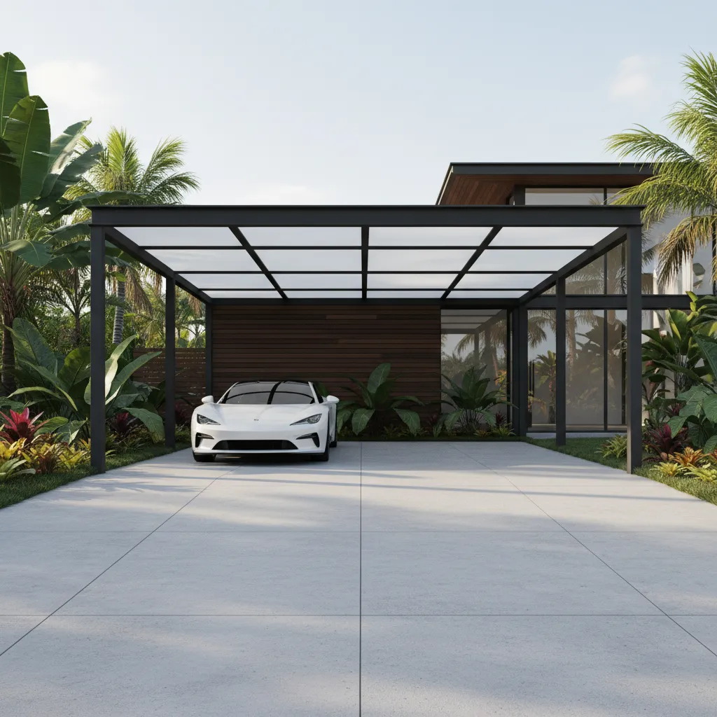 Area carport rumah dengan ukuran ideal untuk satu mobil