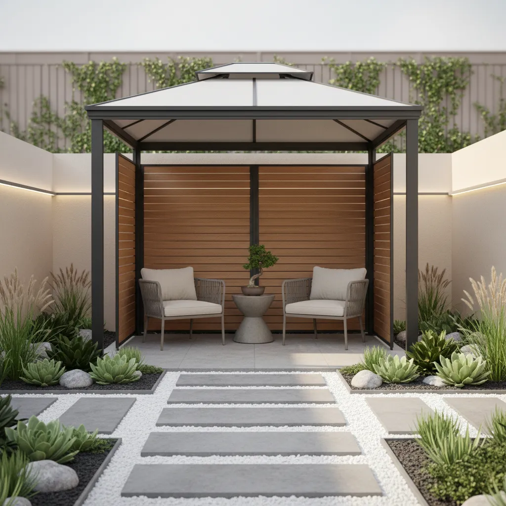 Gazebo ukuran kecil di taman rumah