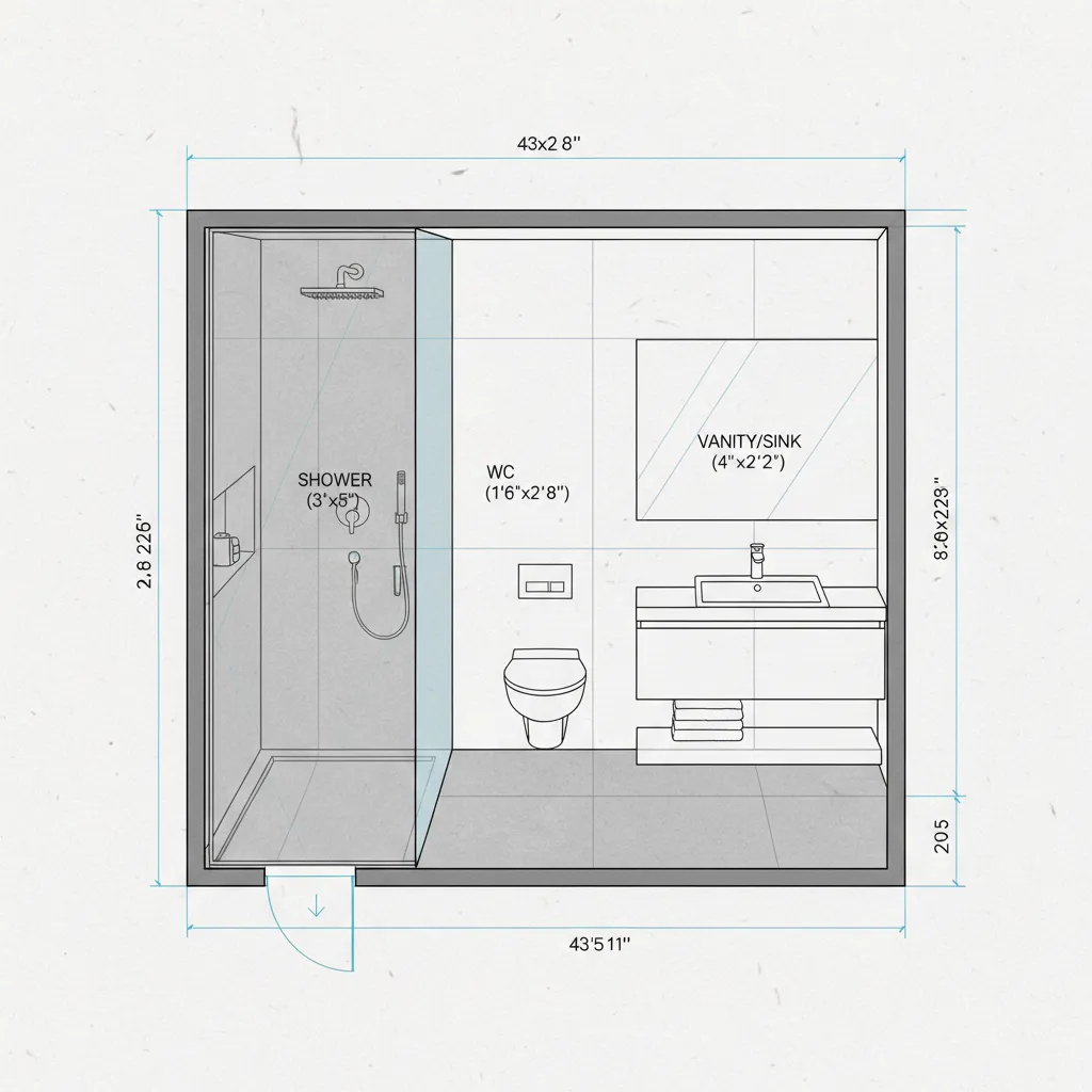 Ilustrasi ukuran kamar mandi dalam rumah
