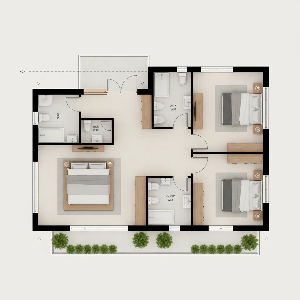 Contoh ukuran kamar tidur dalam denah rumah minimalis
