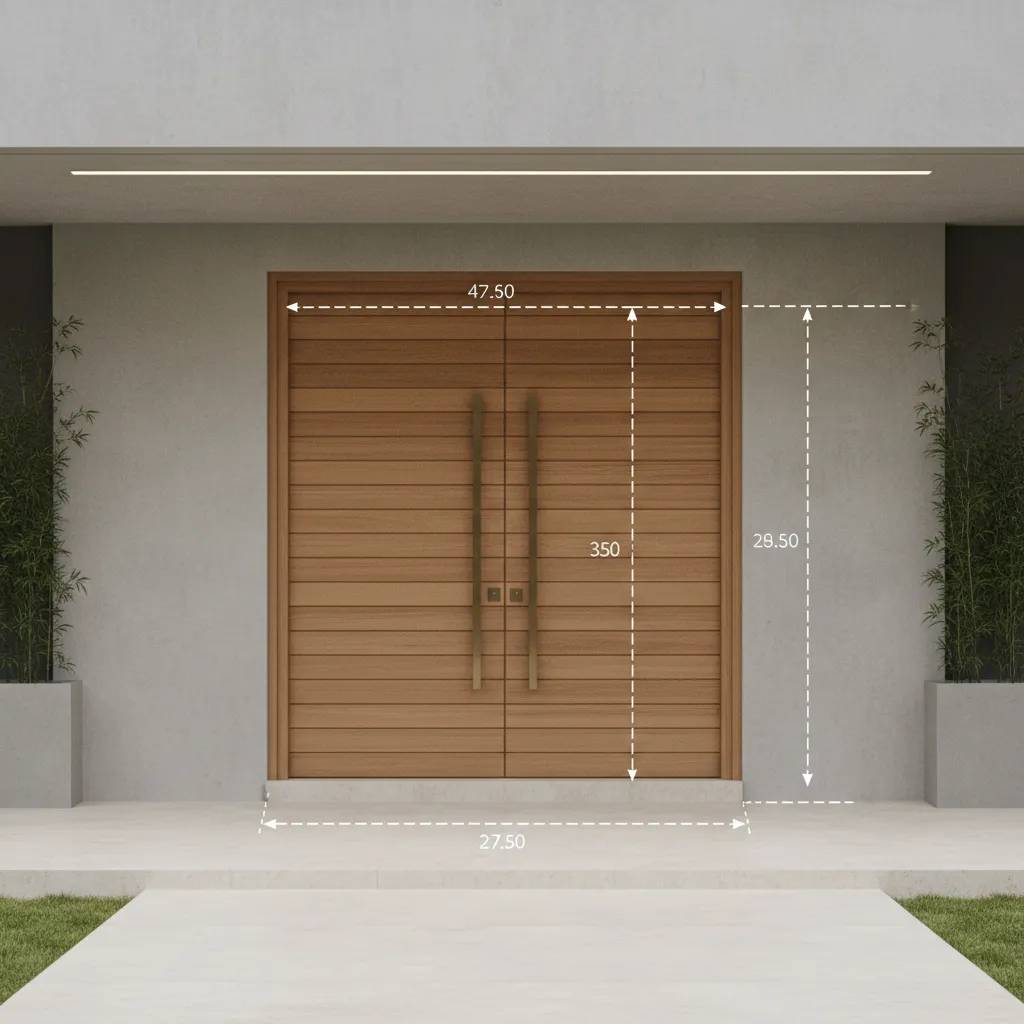 Ilustrasi ukuran pintu rumah dua daun pada fasad rumah modern