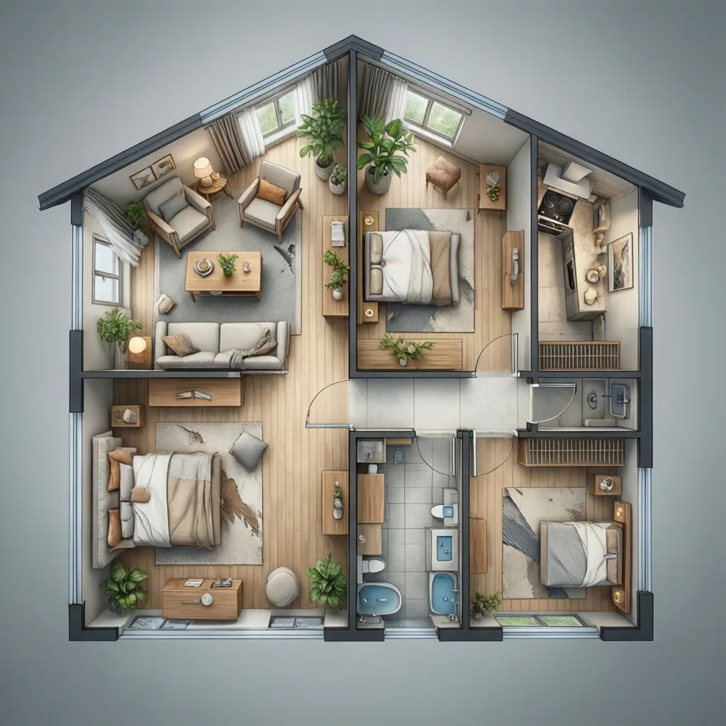 Diagram ukuran ruang rumah sederhana
