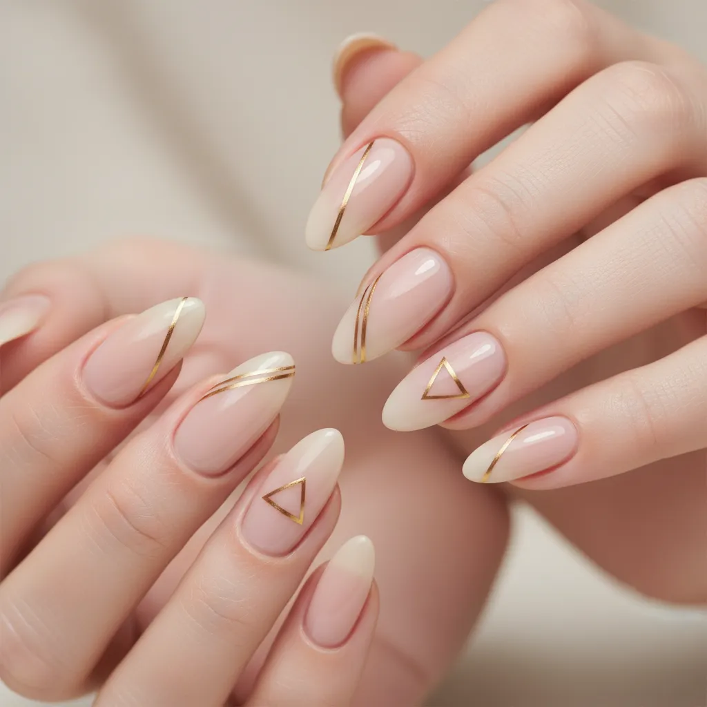 Diseño de uñas con líneas finas minimalistas