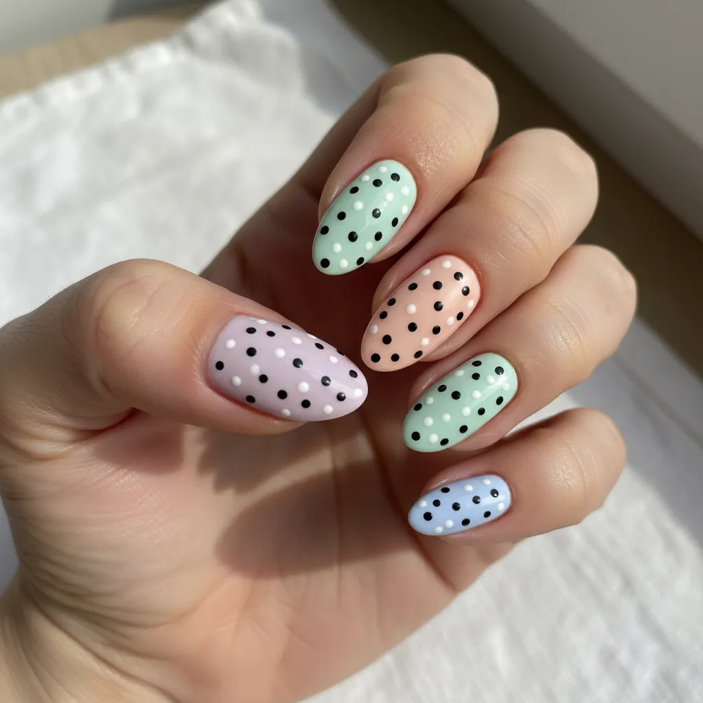 Diseño de uñas con puntos minimalistas