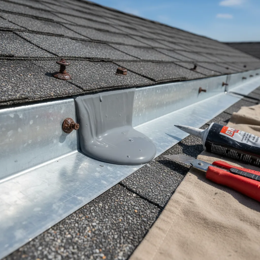 Self leveling roof sealant not curing on metal flashing seam