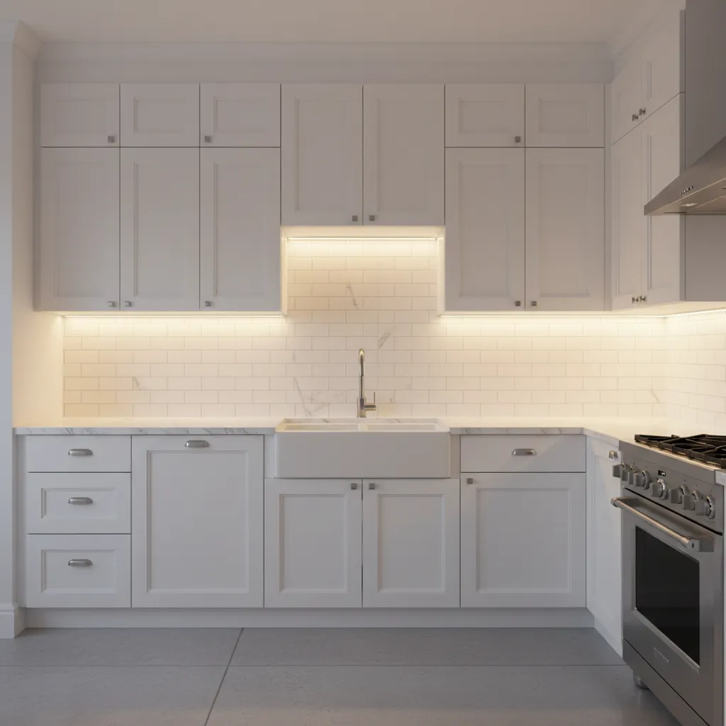 Lighting and Reflection Effects on Kitchen Tile Layout