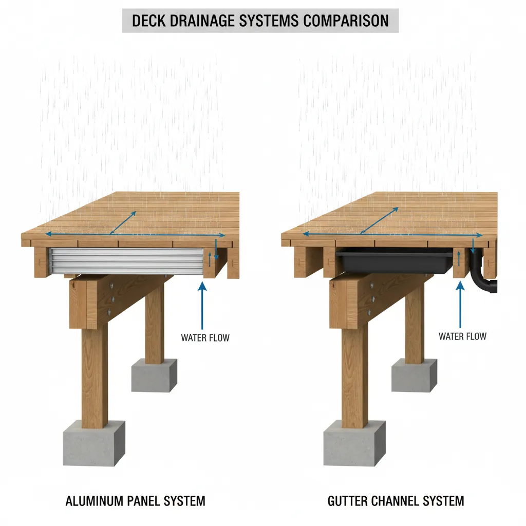 diagram comparing panel ceiling and gutter style under deck systems