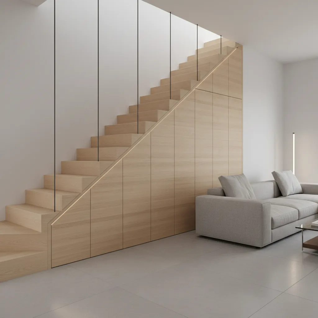 Tủ lưu trữ dưới cầu thang trong nhà phố