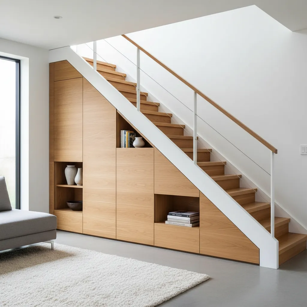 Aprovechamiento del espacio bajo la escalera con almacenamiento