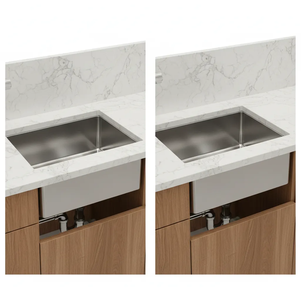Undermount and top mount kitchen sink installation comparison