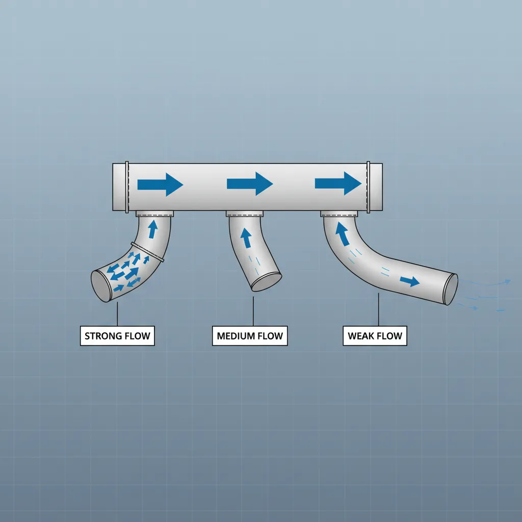 Illustration of uneven airflow caused by long and short duct branches