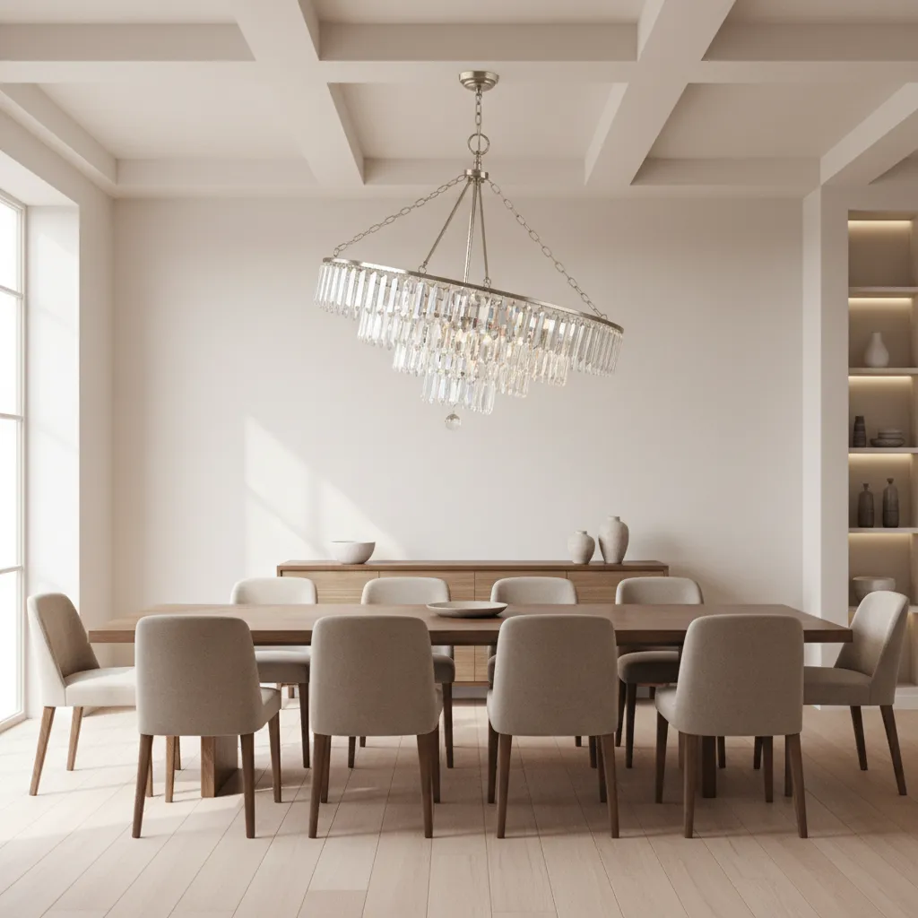 Dining room chandelier hanging uneven due to improper swag chain tension