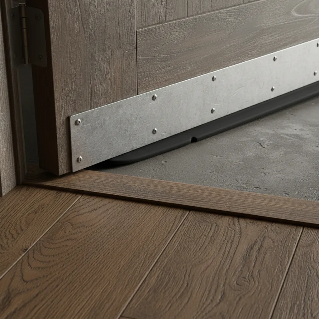 door sweep failing to seal due to uneven threshold surface