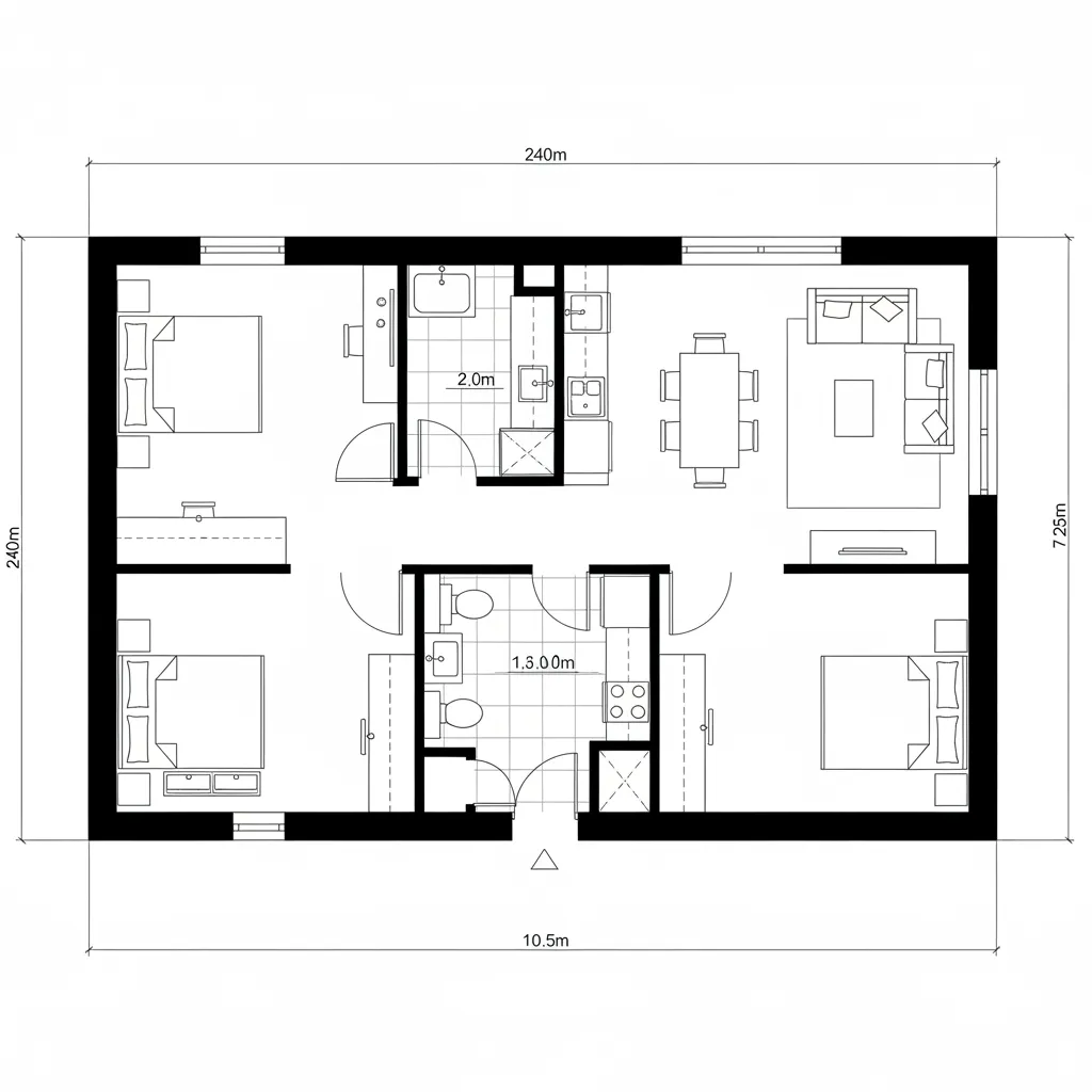 Unit A: Split-Core Two Bedroom for Cross-Zone Living