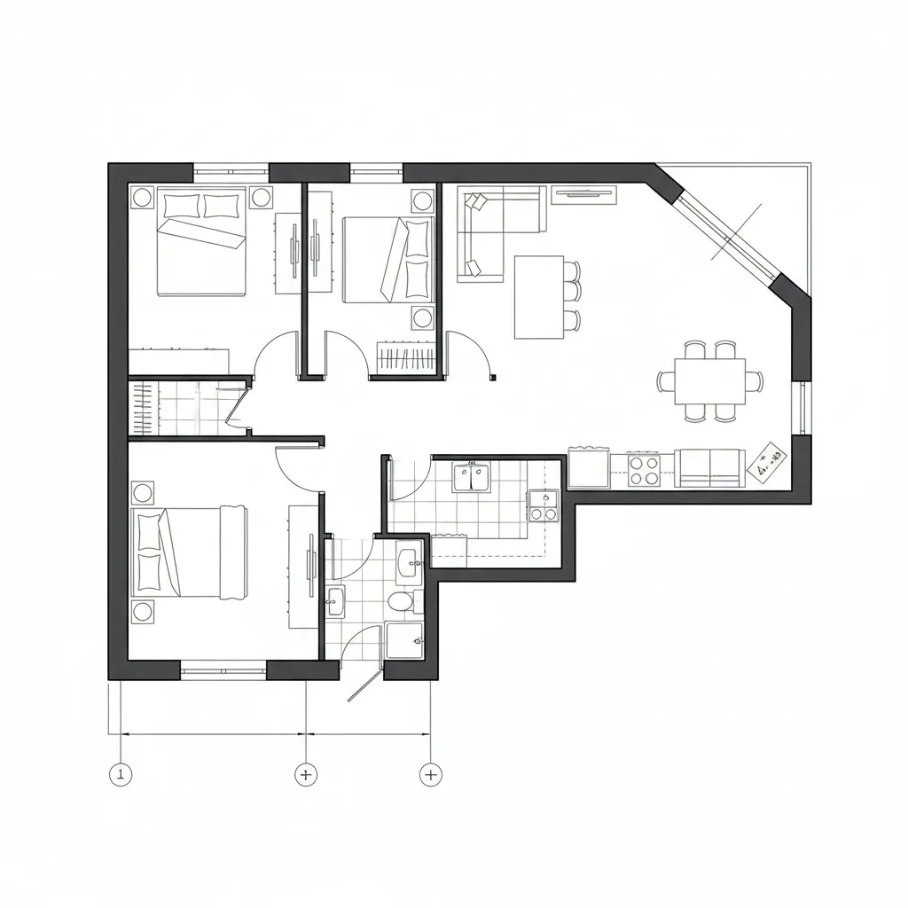 Unit B: Gallery Spine with Corner Living