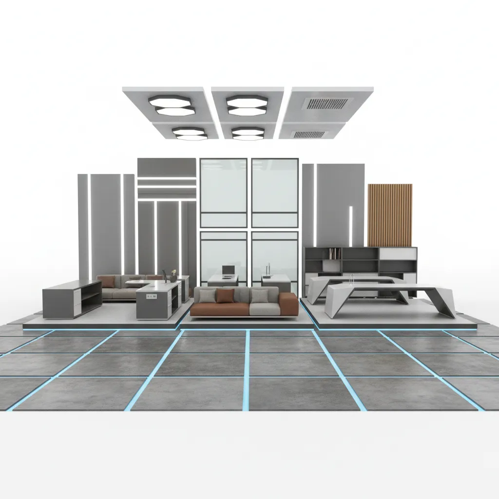 Modular room pieces used to assemble a house interior in a game engine