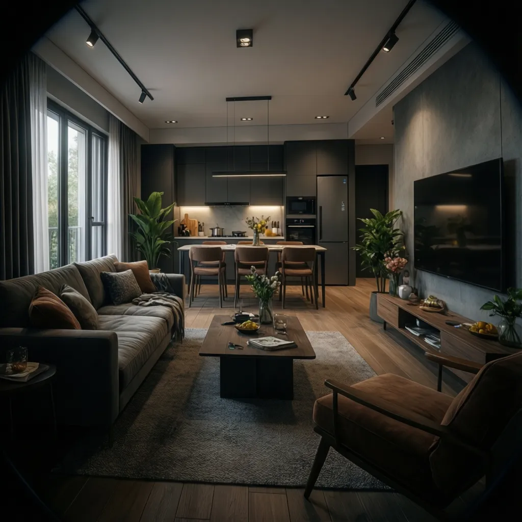real time interior walkthrough environment rendered with game engine lighting