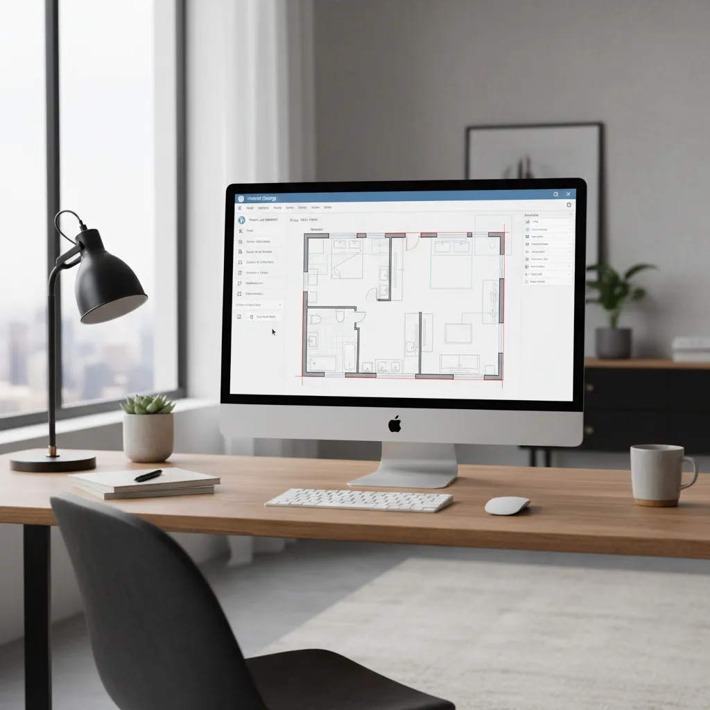 Interior design software interface with uploaded floor plan ready for editing
