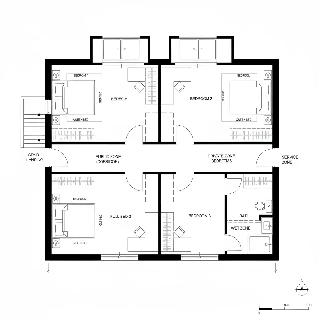 Upper Floor: Four Rooms as Adaptive Nodes