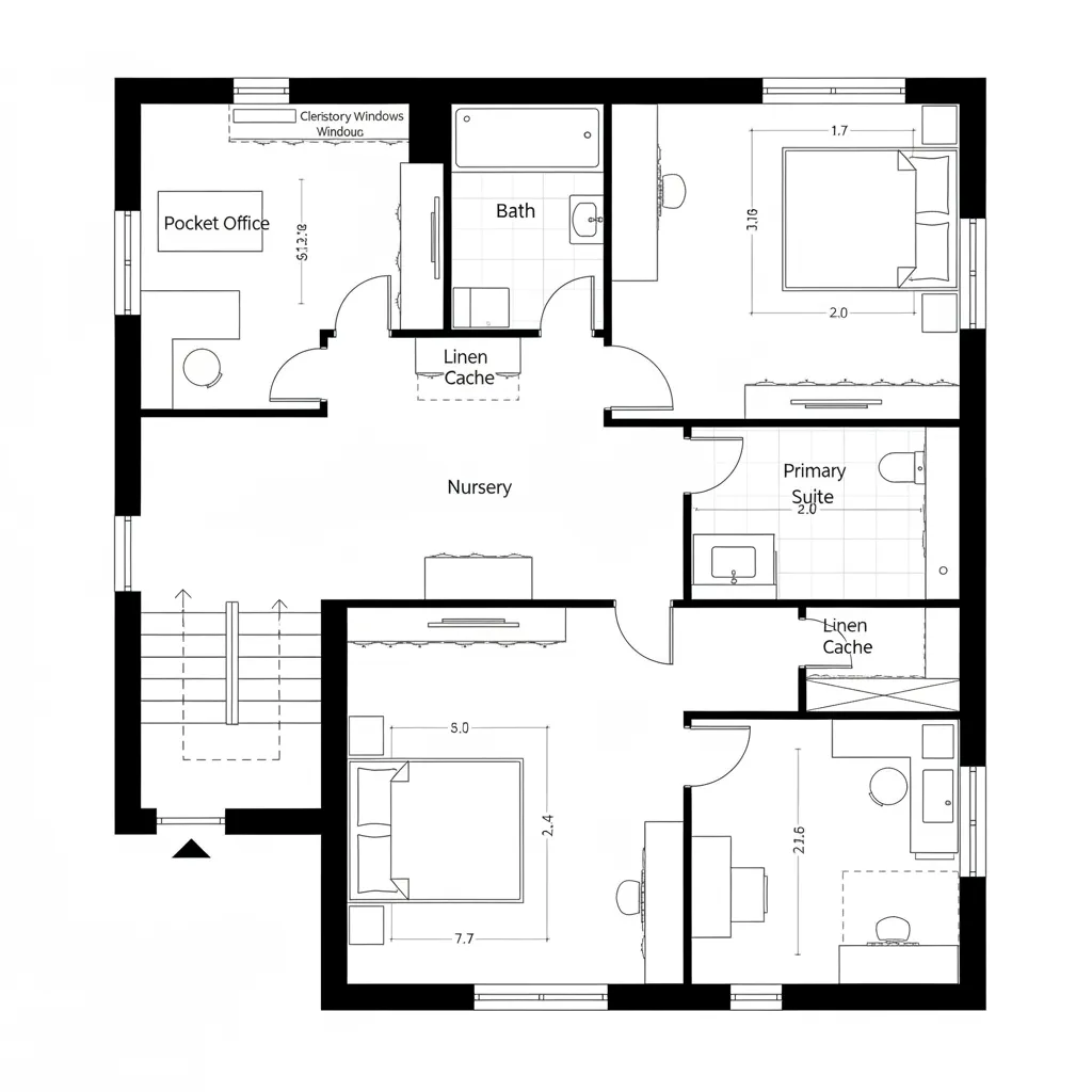 Upper-Level Quiet Loop + Flexible Rooming