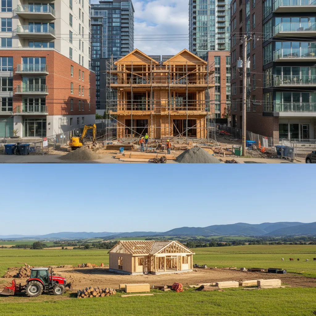 comparison of urban and rural small house construction environments