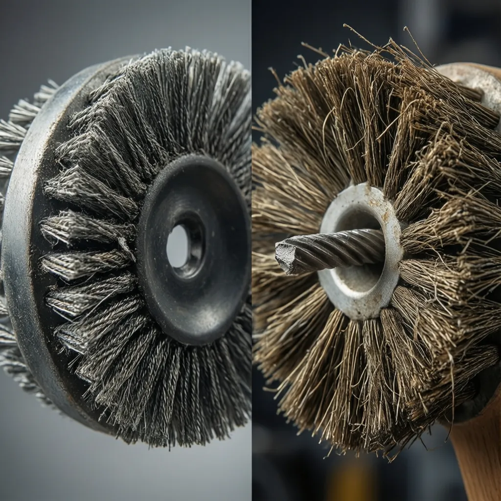 Comparison of worn and new drill brush bristles