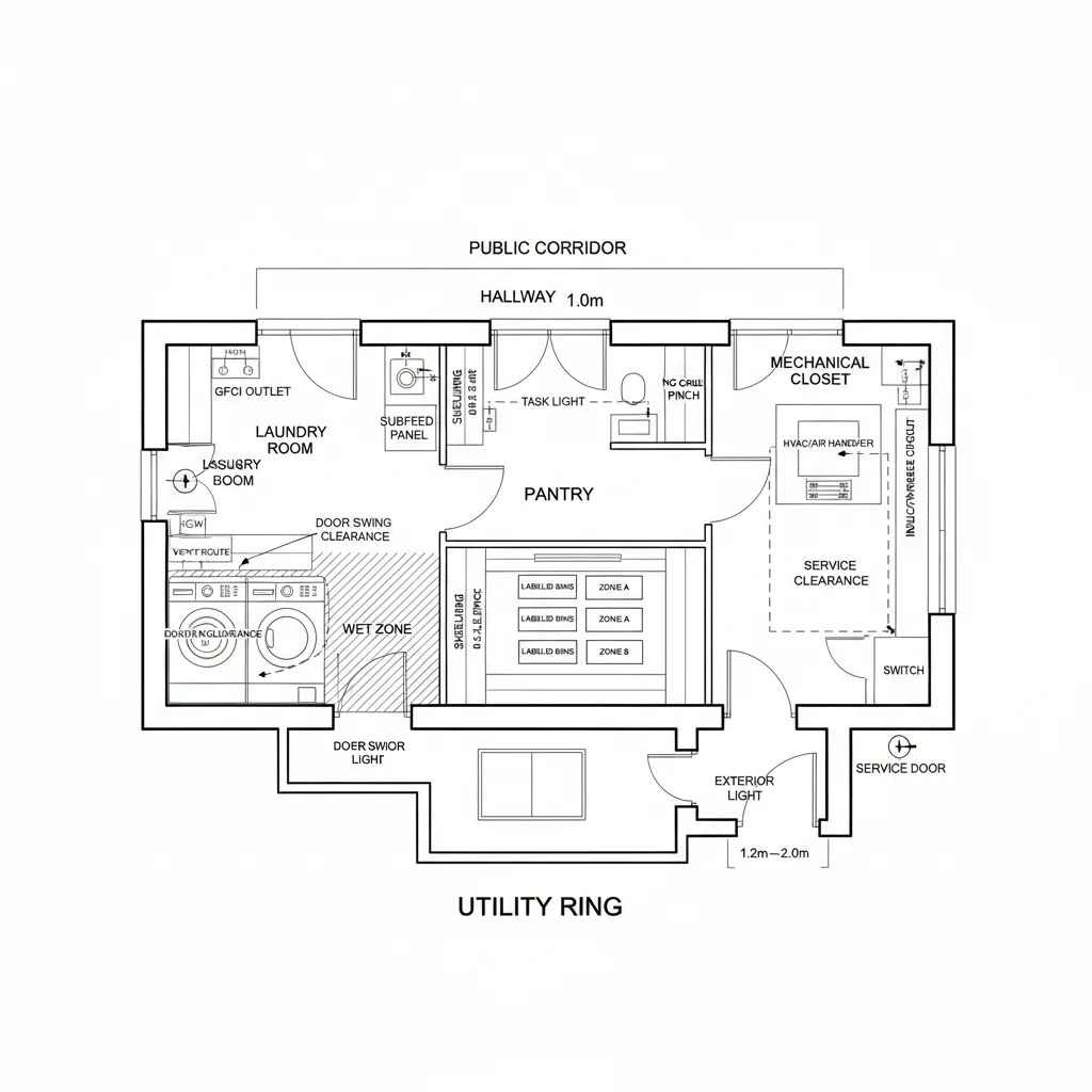 Utility Ring: Laundry, Pantry, and Mechanical