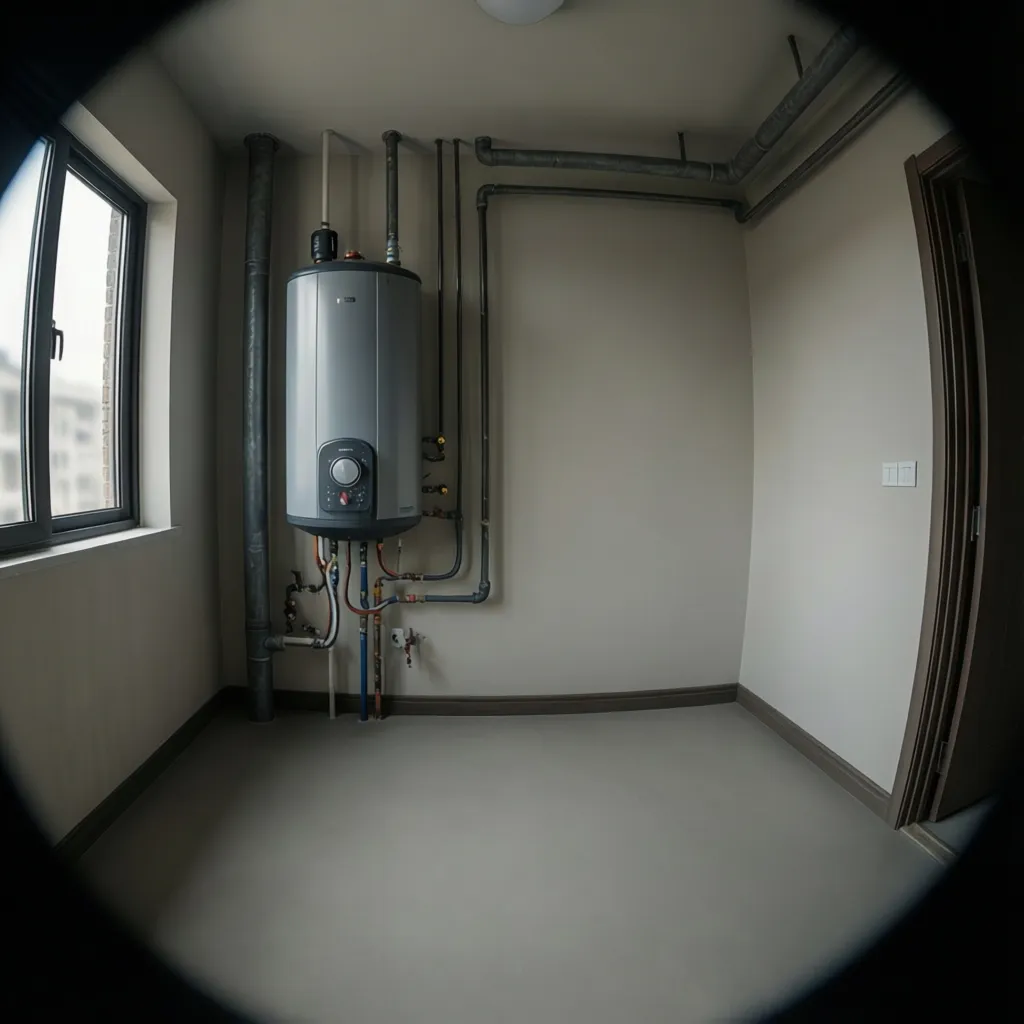 organized utility room showing water heater with proper surrounding space