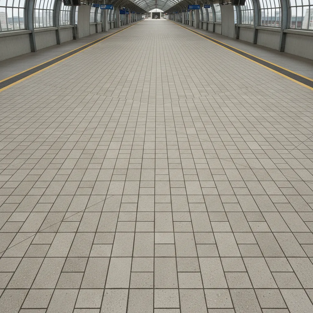 UV mapping and texture layout for large railway station platform surfaces