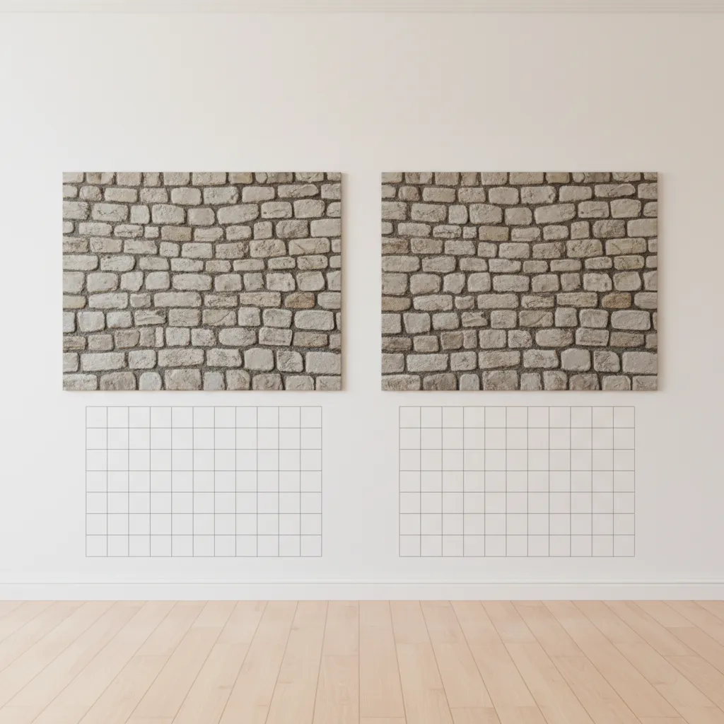 comparison of stretched vs correct UV mapped wall textures in a 3D game interior