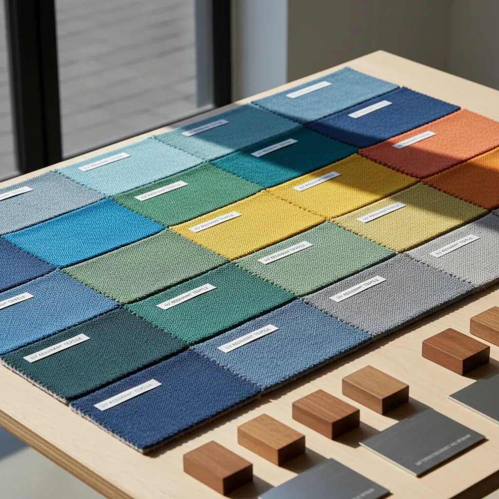 samples of outdoor fabrics dyed with UV resistant pigments