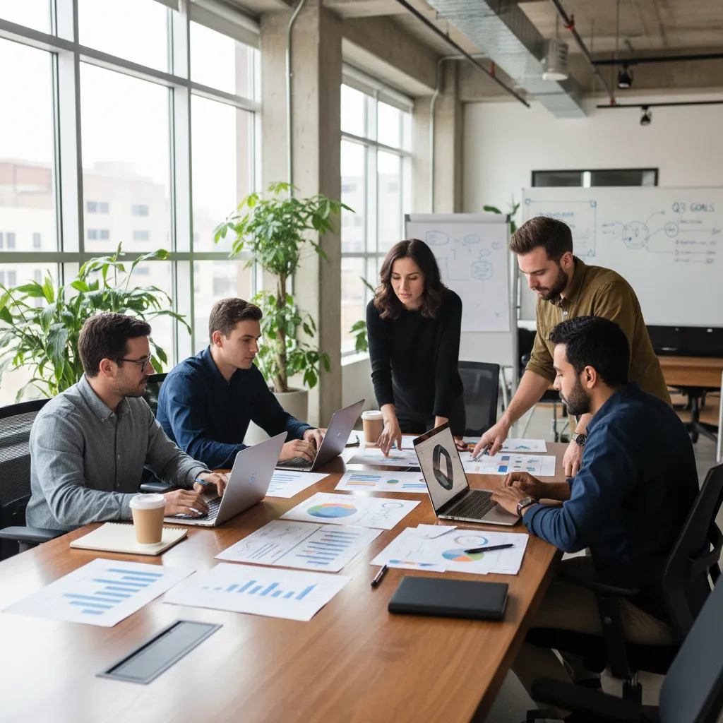 Equipo validando una estrategia de mercado con datos y prototipos