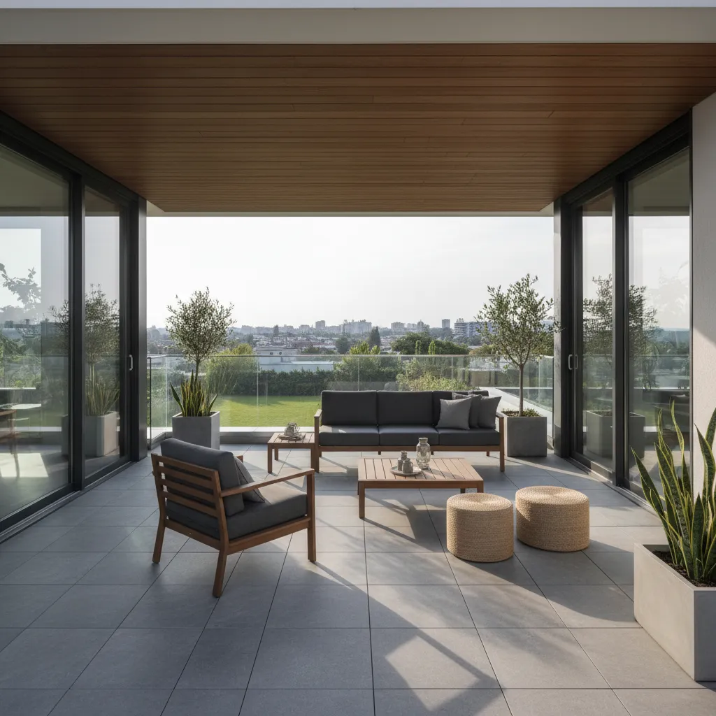 varanda no segundo piso de casa moderna