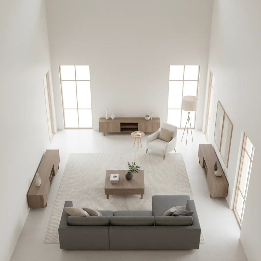 Interior layout diagram showing balanced furniture placement following Vastu directions