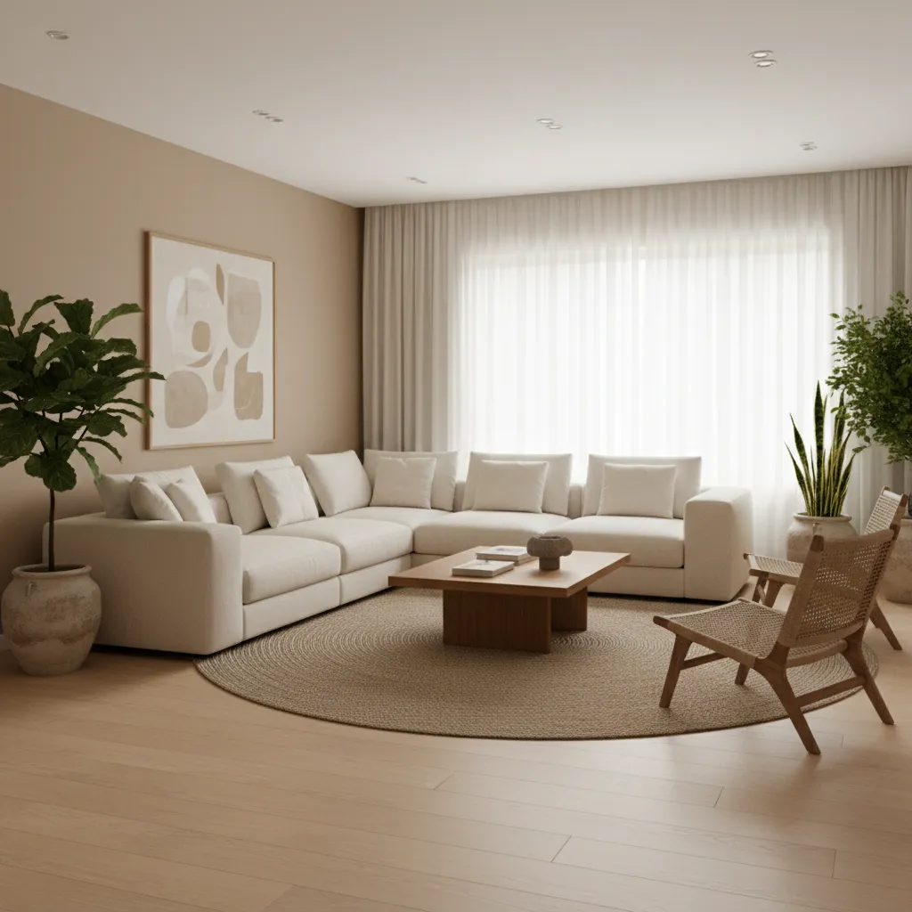 modern living room layout showing balanced furniture placement inspired by mane vastu