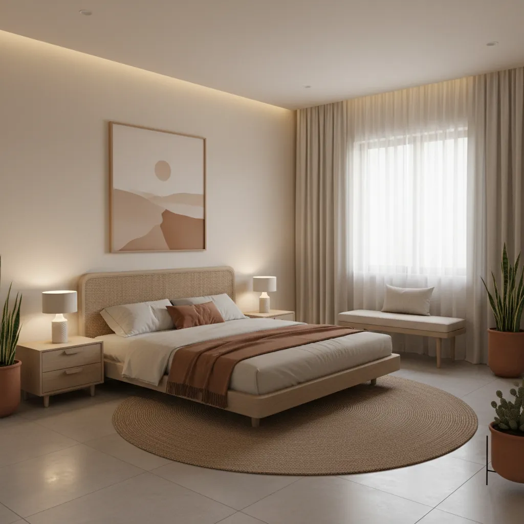 3D rendered bedroom located in southwest direction for vastu design