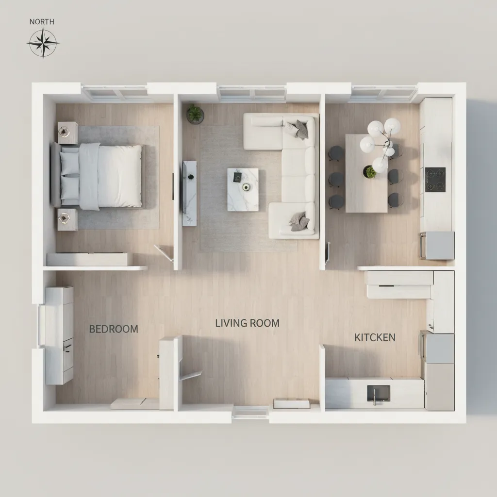 Modern house floor layout showing directional zones used in vastu planning