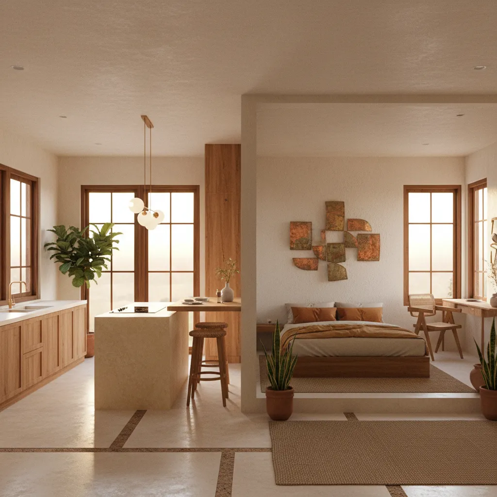 Modern house interior showing kitchen and bedroom placement aligned with Vastu directions