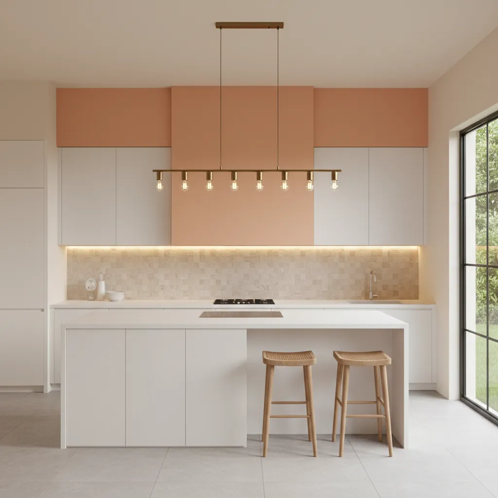 Kitchen interior showing peach and beige wall color combination