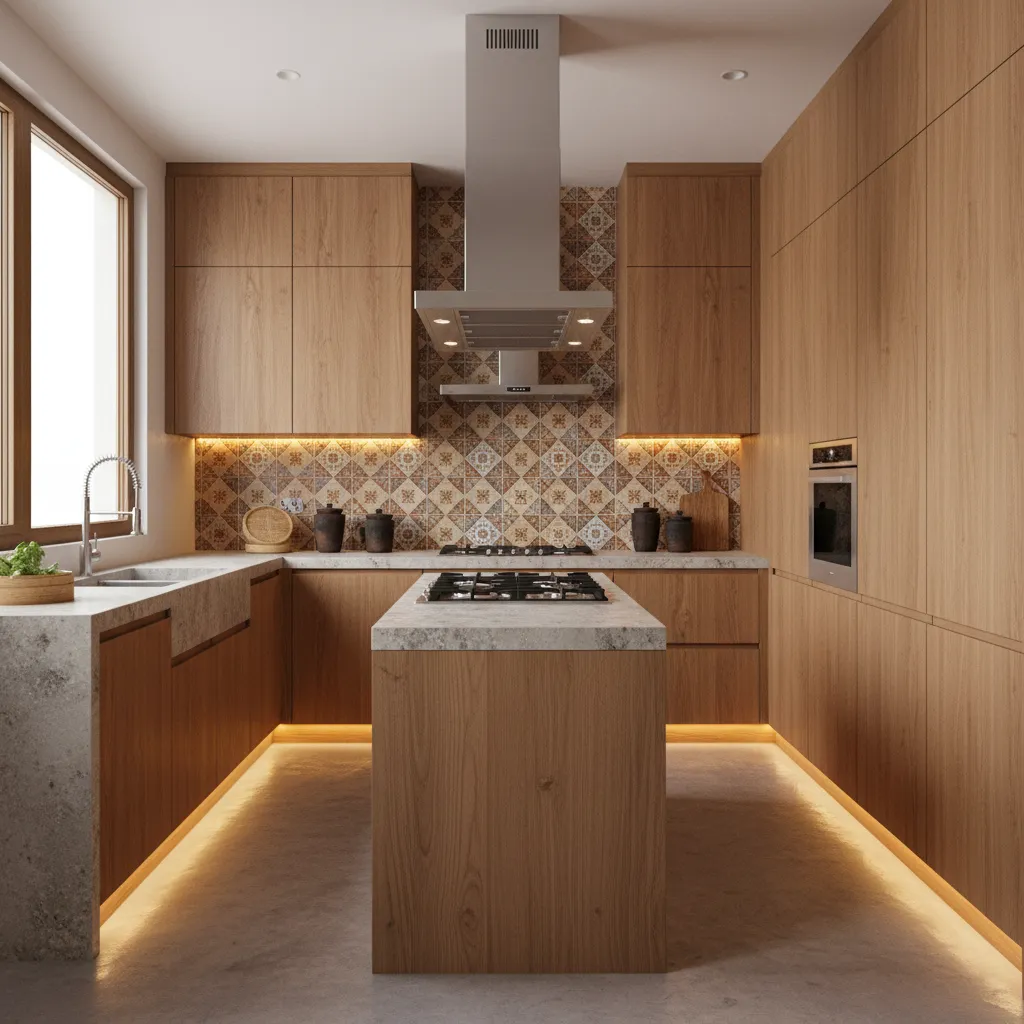 modern kitchen layout showing southeast stove placement based on vastu principles