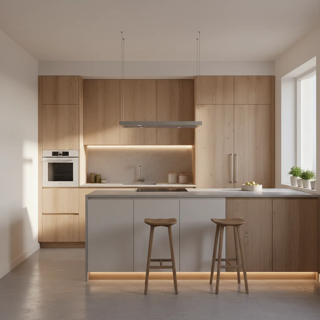 3D rendered kitchen interior aligned with southeast vastu direction